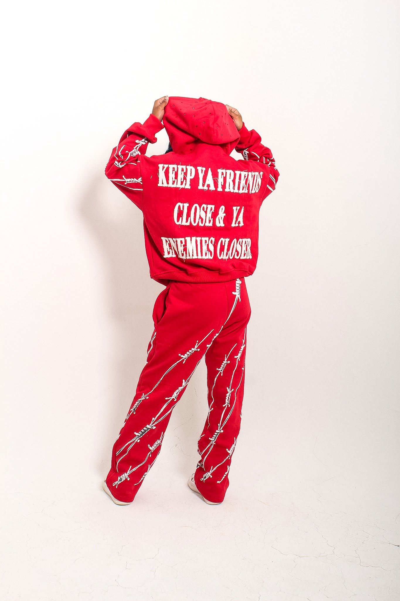 RED BARBED SET (JACKET & PANTS)