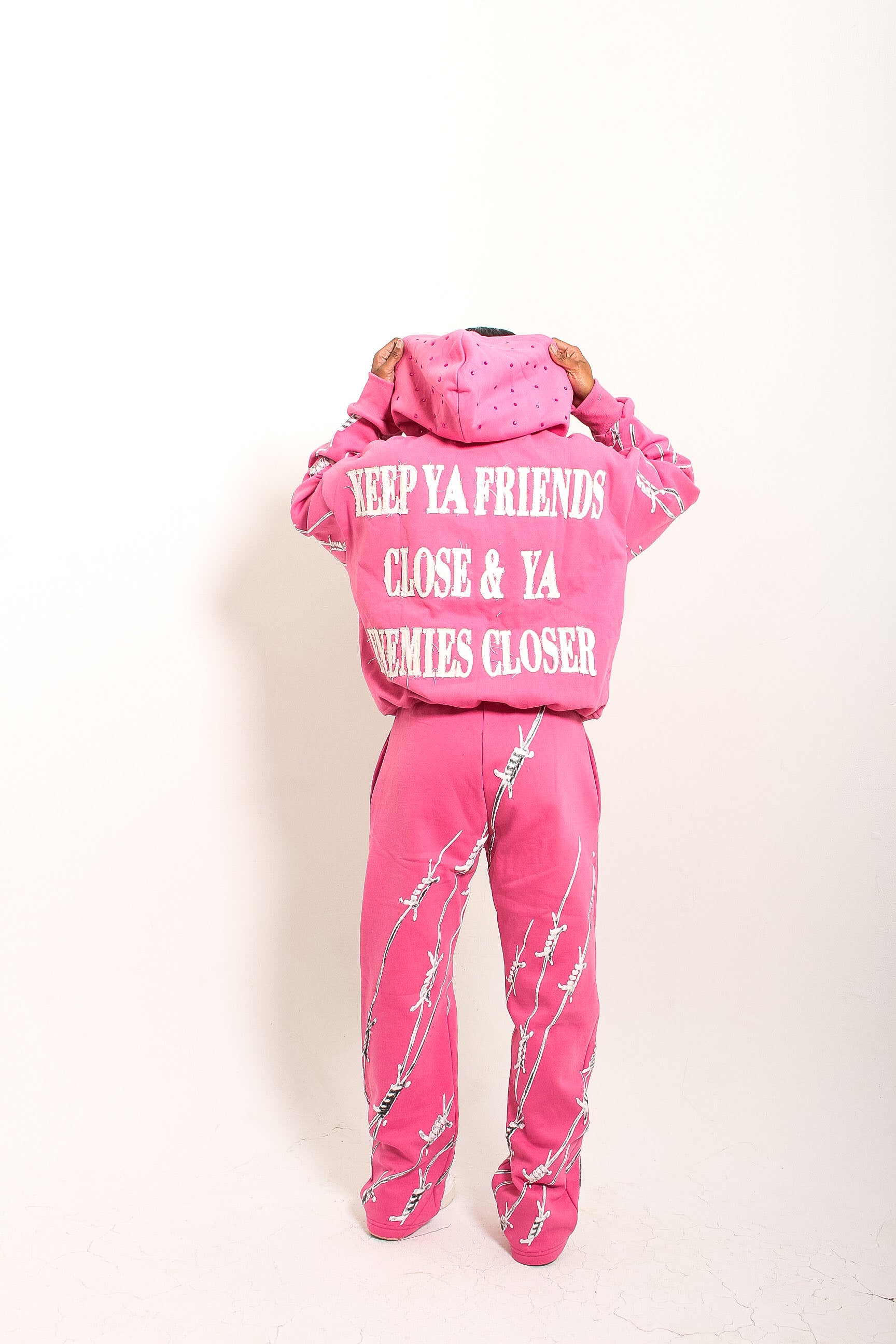 PINK BARBED SET (JACKET & PANTS)